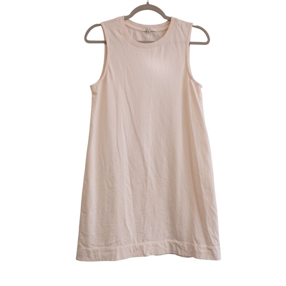 Z Supply XS Sleeveless Knit Shift Mini Dress Cream Cotton Crew Neck Minimalist